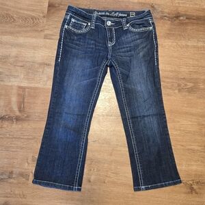 Grace in LA Dark Indigo Capri Jeans Size 9/28